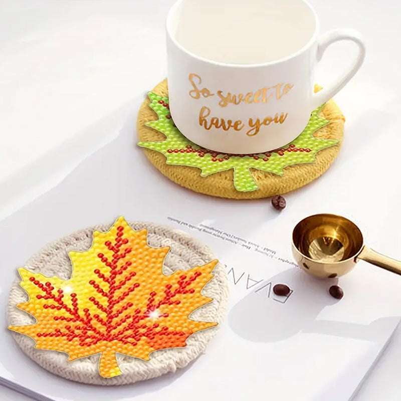 Autumn Maple Diamond Painting Coasters 8Pcs