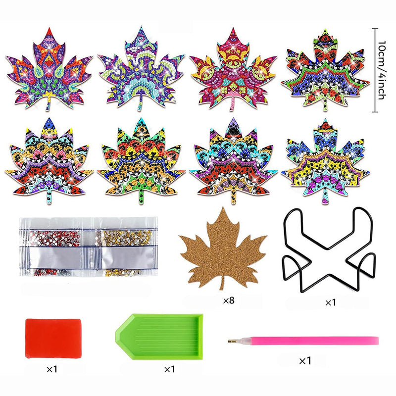 Autumn Maple Diamond Painting Coasters 8Pcs