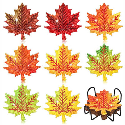 Autumn Maple Diamond Painting Coasters 8Pcs