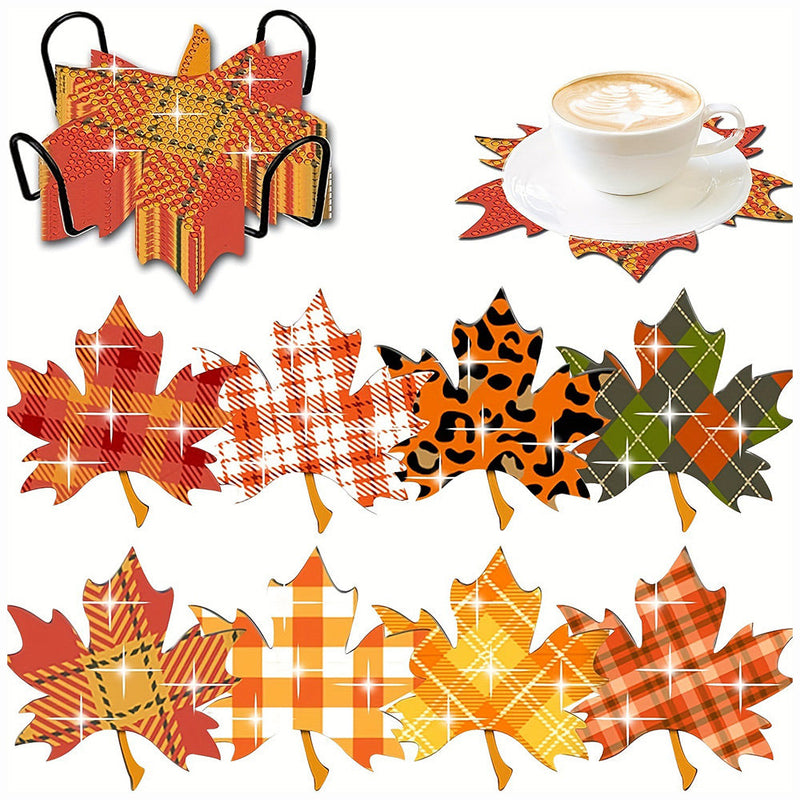 Autumn Maple Diamond Painting Coasters 8Pcs