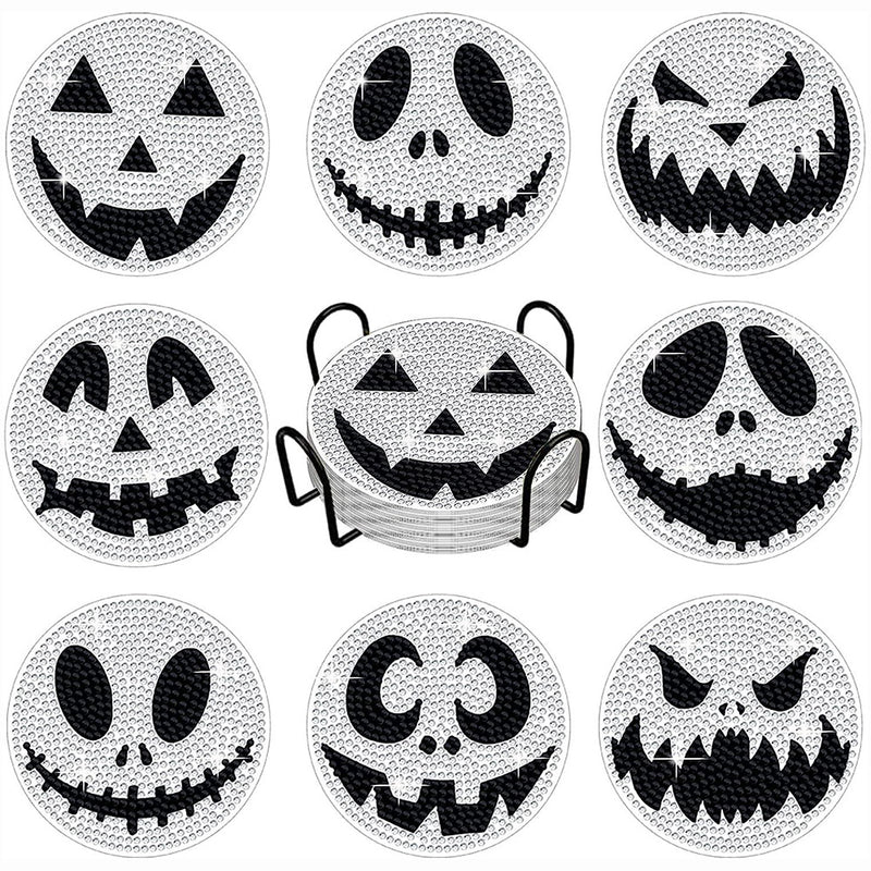 Halloween Skeleton Diamond Painting Coasters 8Pcs