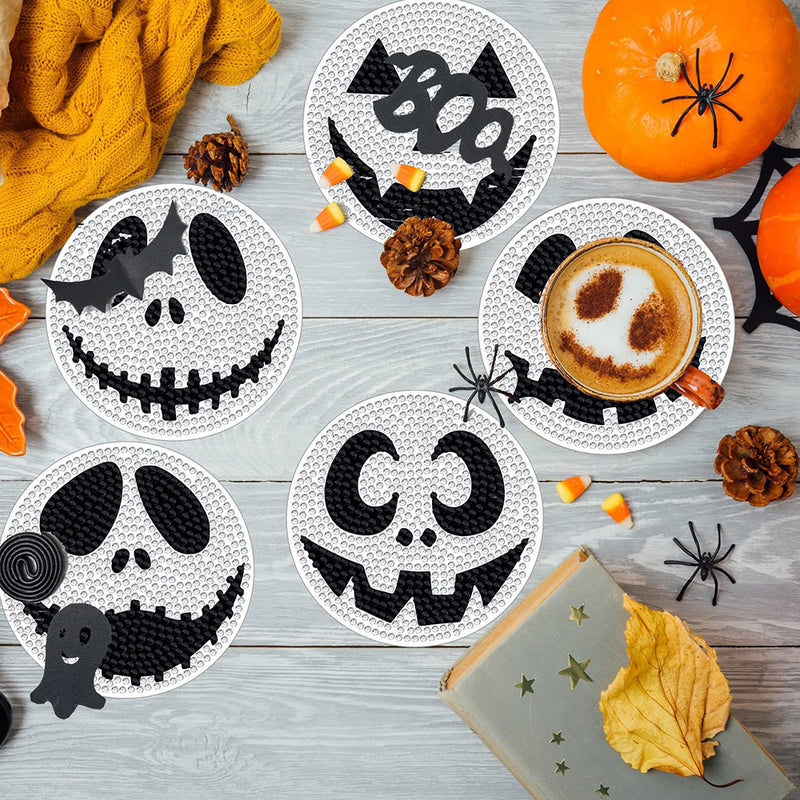 Halloween Skeleton Diamond Painting Coasters 8Pcs