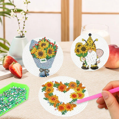 Sunflower Diamond Painting Coasters 8Pcs