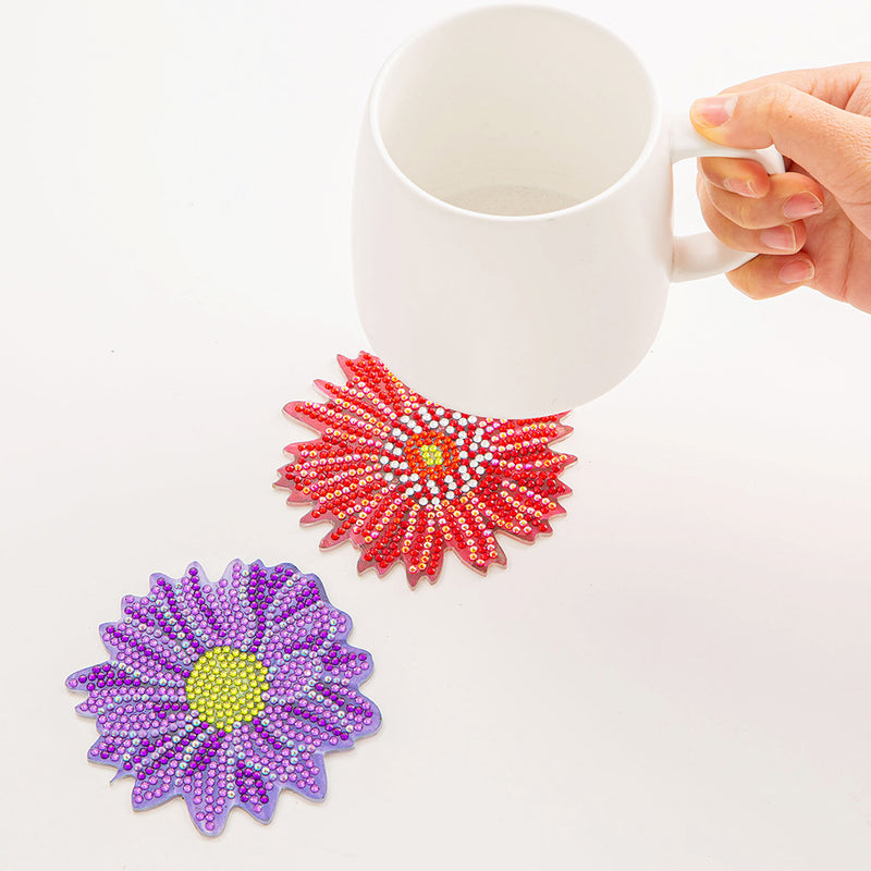 Chrysanthemum Flower Diamond Painting Coasters 6Pcs