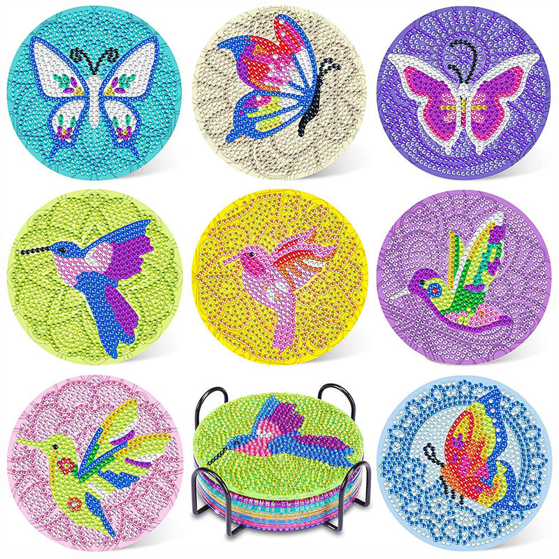 Fly Animals Diamond Painting Coasters 8Pcs