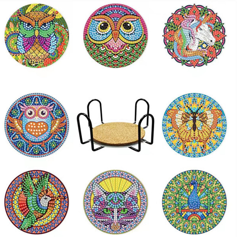 Fly Animals Diamond Painting Coasters 8Pcs