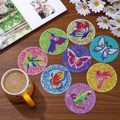 Fly Animals Diamond Painting Coasters 8Pcs