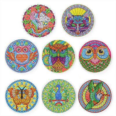 Fly Animals Diamond Painting Coasters 8Pcs