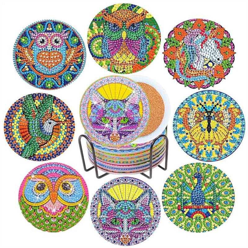 Fly Animals Diamond Painting Coasters 8Pcs