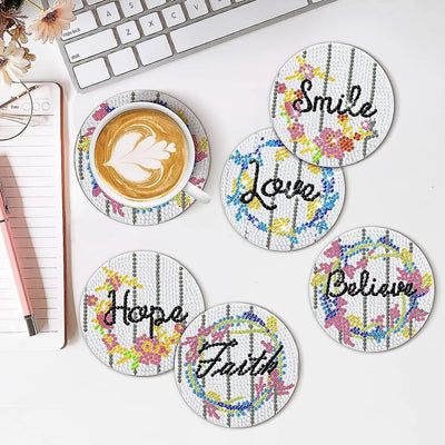 Warm Words Diamond Painting Coasters 8Pcs