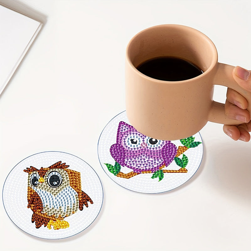 Happy Owls Diamond Painting Coasters 6Pcs