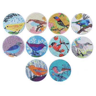 Spring Birds Diamond Painting Coasters 10Pcs