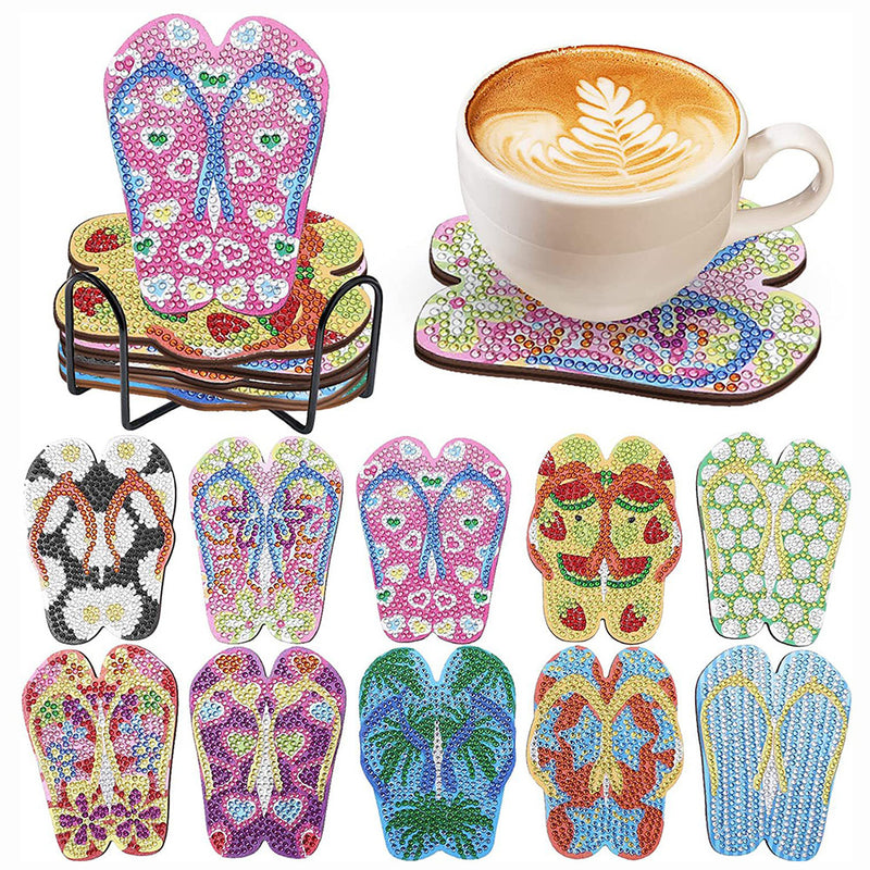 Flip Flops Diamond Painting Coasters 8/10Pcs