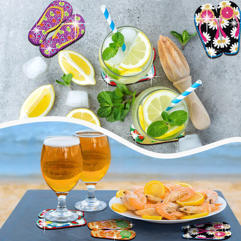 Flip Flops Diamond Painting Coasters 8/10Pcs