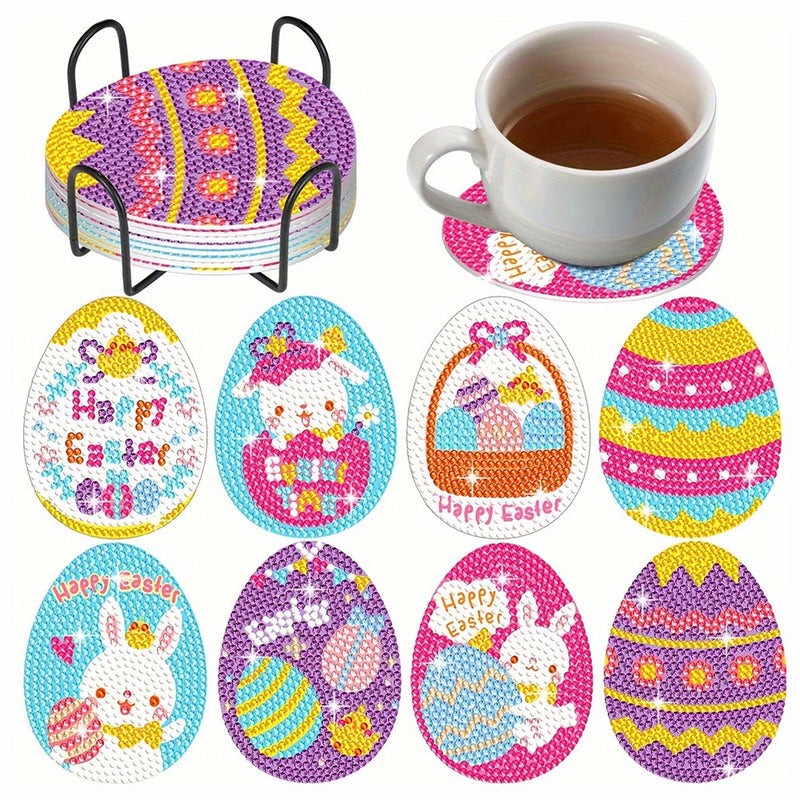 Easter Eggs Diamond Painting Coasters 8Pcs