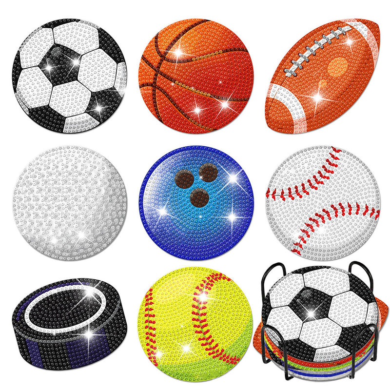 Balls Sports Diamond Painting Coasters 8Pcs