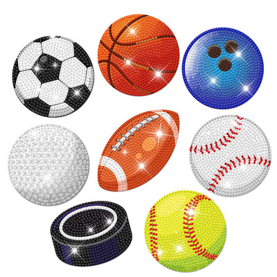 Balls Sports Diamond Painting Coasters 8Pcs