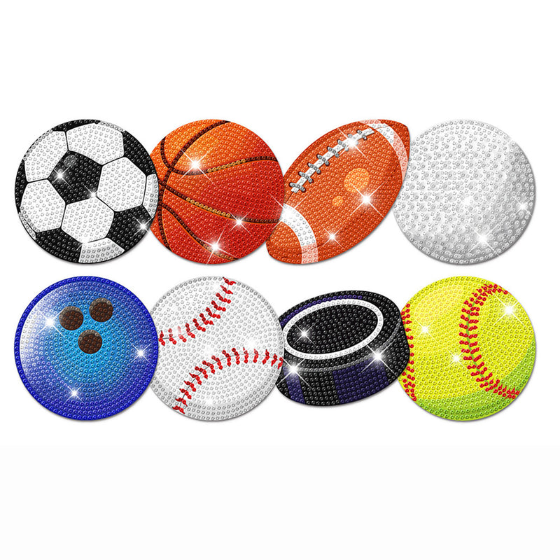 Balls Sports Diamond Painting Coasters 8Pcs