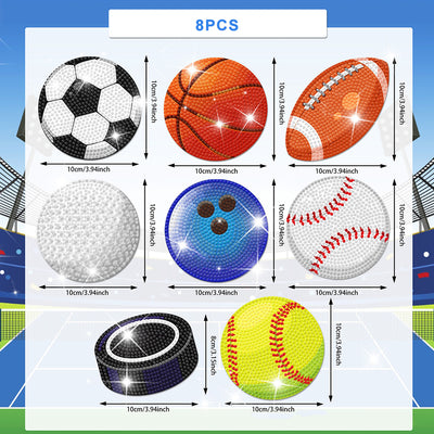 Balls Sports Diamond Painting Coasters 8Pcs