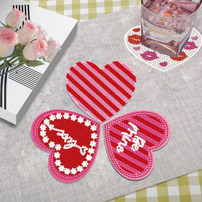 Heart Shaped Diamond Painting Coasters 10Pcs