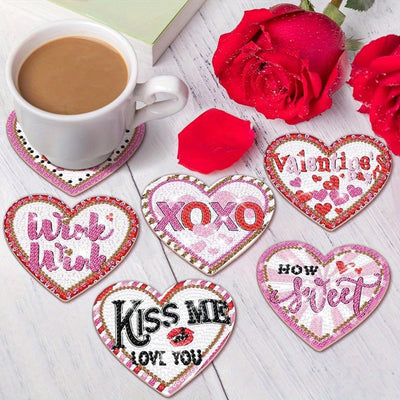 Heart Shaped Diamond Painting Coasters 10Pcs