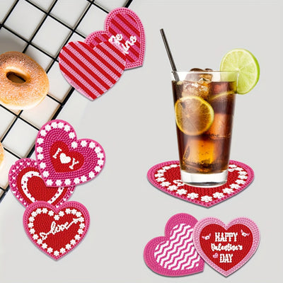 Heart Shaped Diamond Painting Coasters 10Pcs