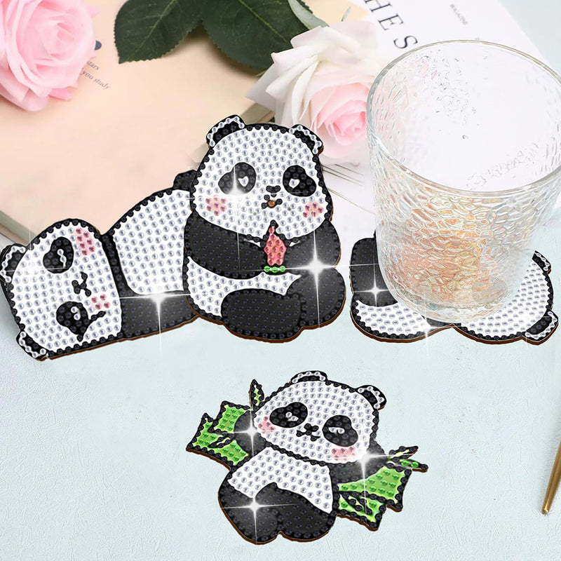 Sporty Panda Diamond Painting Coasters 10Pcs