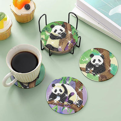 Panda Diamond Painting Coasters 8Pcs