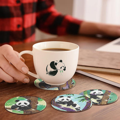 Panda Diamond Painting Coasters 8Pcs