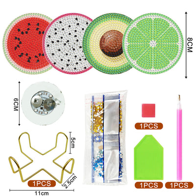 Summer Fruit (with Light) Diamond Painting Coasters 4Pcs