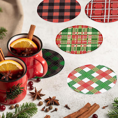 Christmas Pattern Diamond Painting Coasters 8Pcs