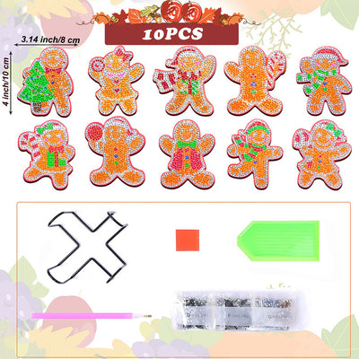 Christmas Gingerbread Man Diamond Painting Coasters 8/10Pcs