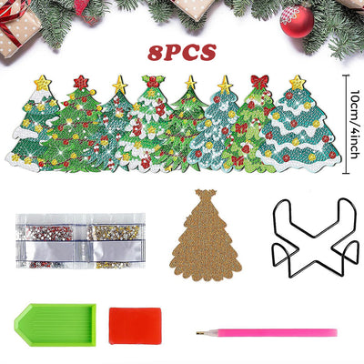 Christmas Tree Diamond Painting Coasters 8Pcs