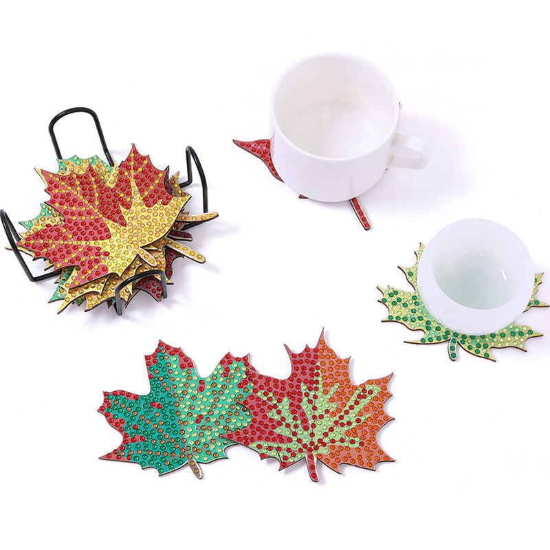 Autumn Maple Leaf Diamond Painting Coasters 10Pcs