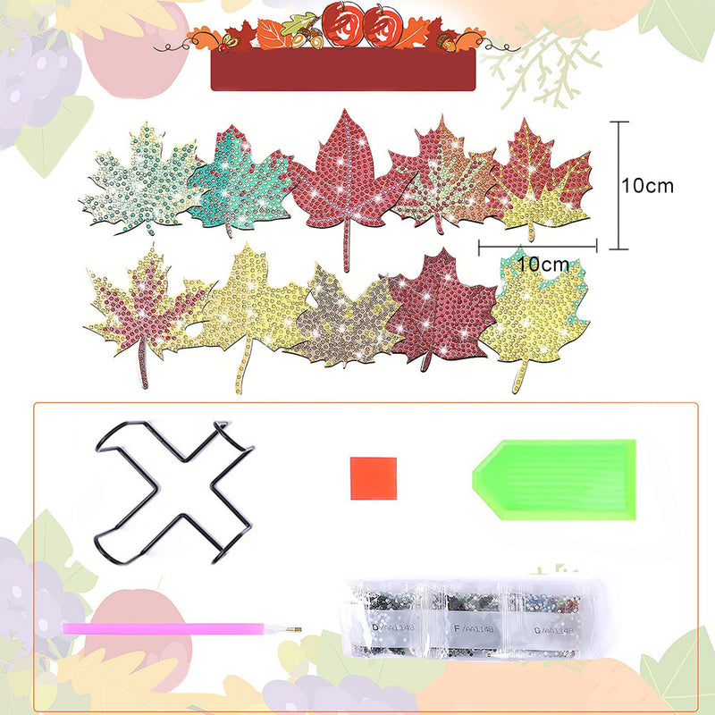 Autumn Maple Leaf Diamond Painting Coasters 10Pcs