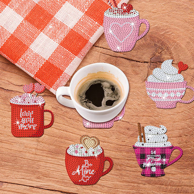 Valentine's Day Ice Cream Diamond Painting Coasters 10Pcs