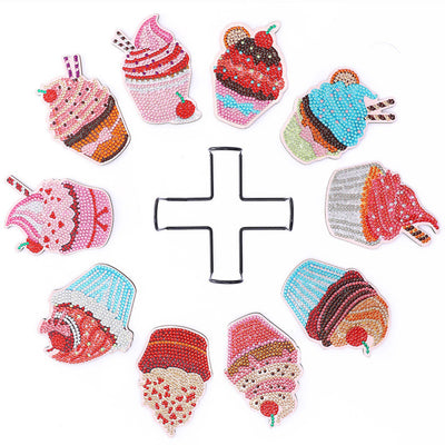 Sweet Ice Cream Diamond Painting Coasters 10Pcs