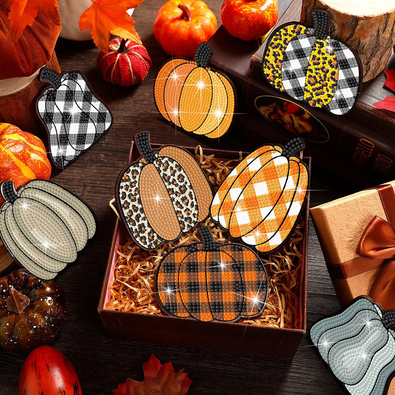 Halloween Pumpkin Diamond Painting Coasters 8Pcs