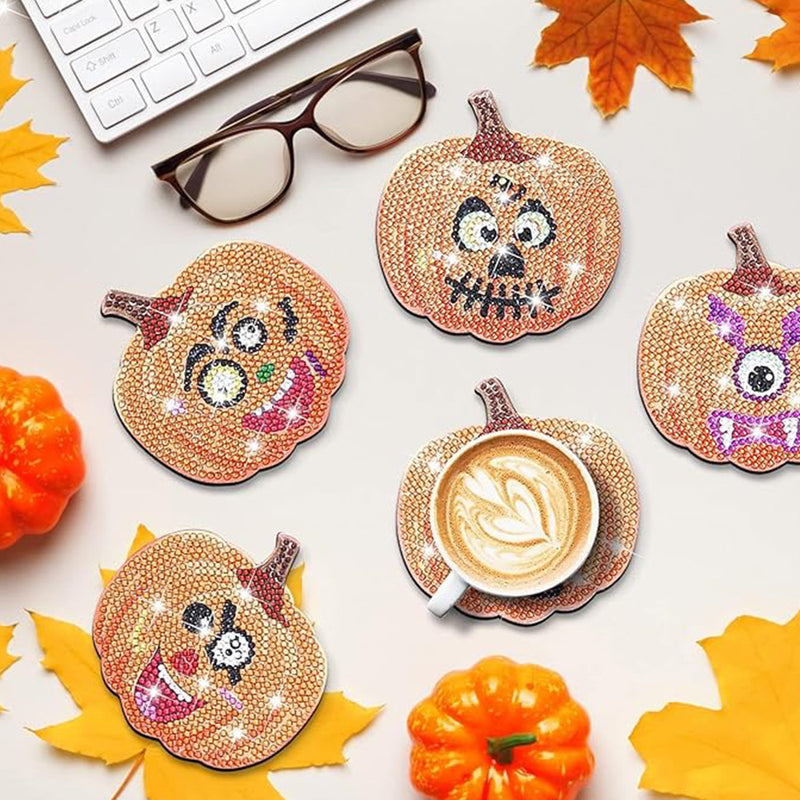 Autumn Pumpkin Diamond Painting Coasters 10Pcs