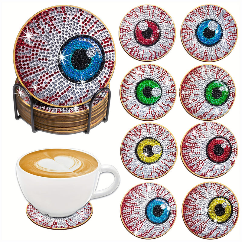 Halloween Eyeballs Diamond Painting Coasters 8Pcs