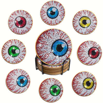 Halloween Eyeballs Diamond Painting Coasters 8Pcs