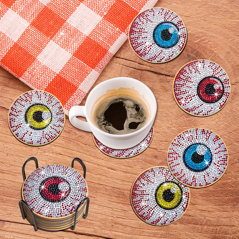 Halloween Eyeballs Diamond Painting Coasters 8Pcs