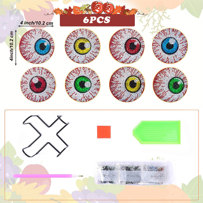 Halloween Eyeballs Diamond Painting Coasters 8Pcs