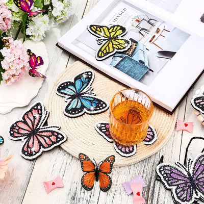 Spring Butterfly Diamond Painting Coasters 8Pcs