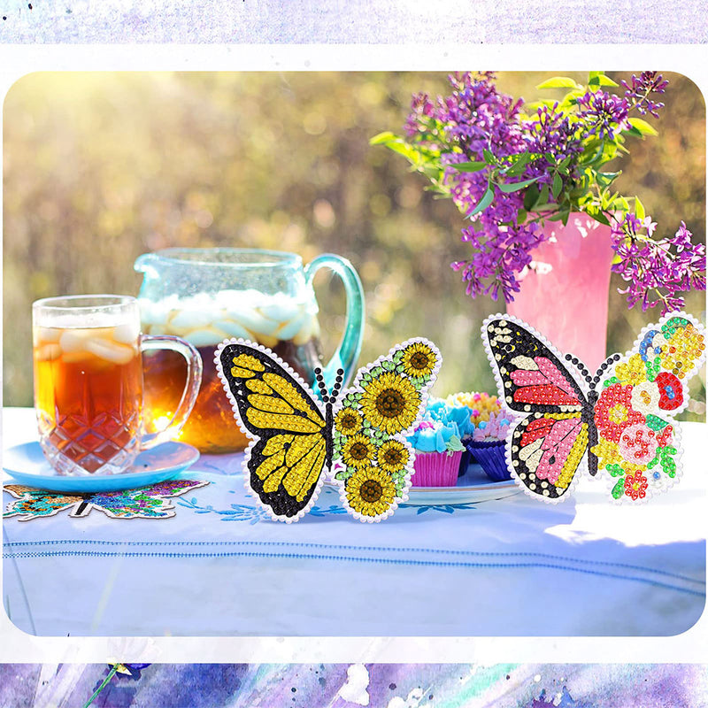 Spring Butterfly Diamond Painting Coasters 8Pcs