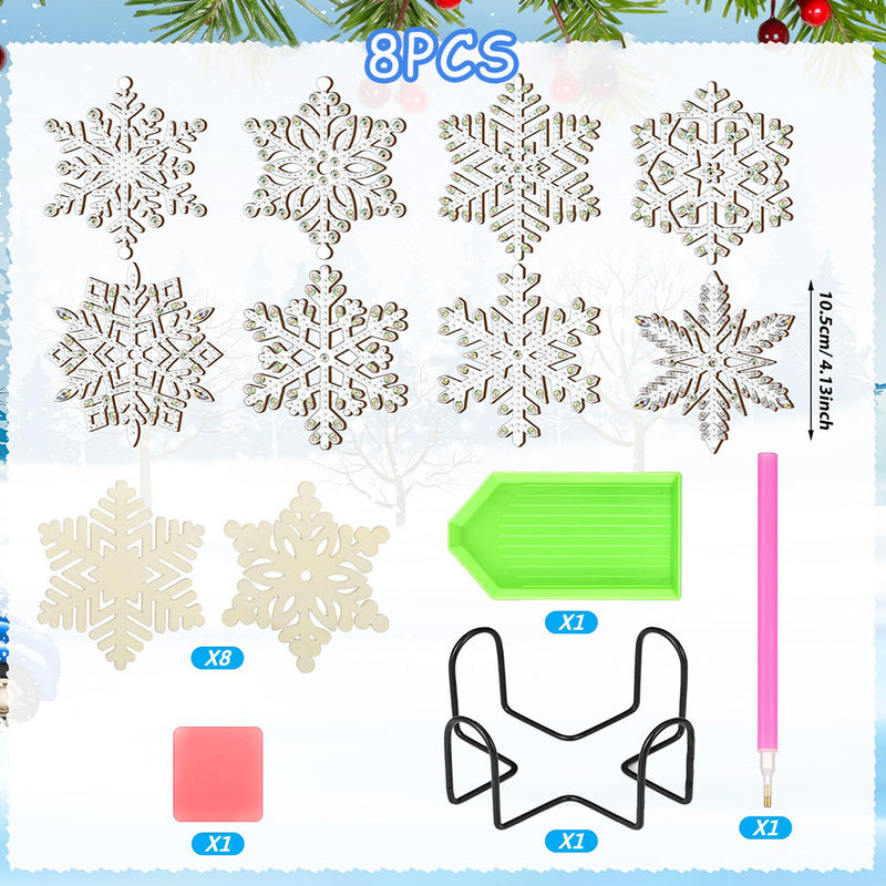 Beautiful Snowflake Diamond Painting Coasters 8Pcs