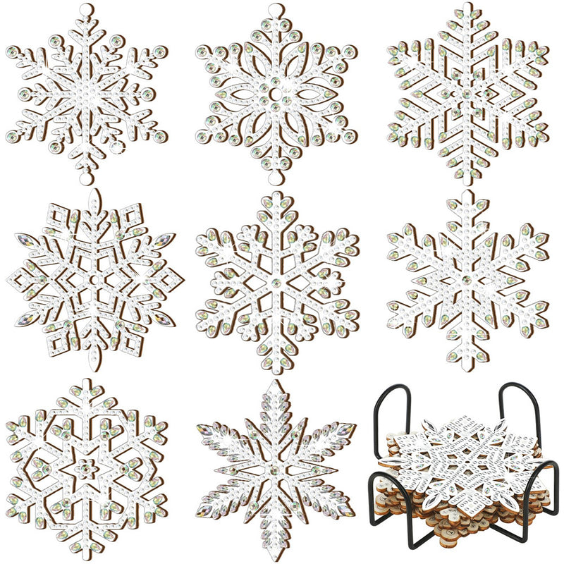 Beautiful Snowflake Diamond Painting Coasters 8Pcs