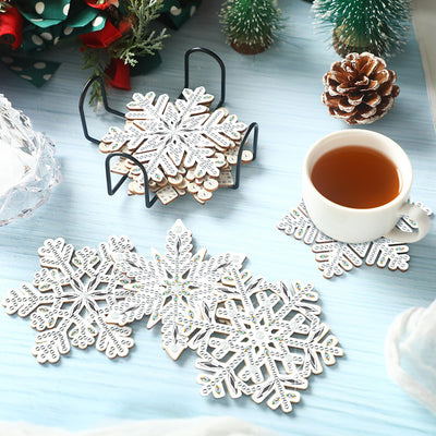 Beautiful Snowflake Diamond Painting Coasters 8Pcs