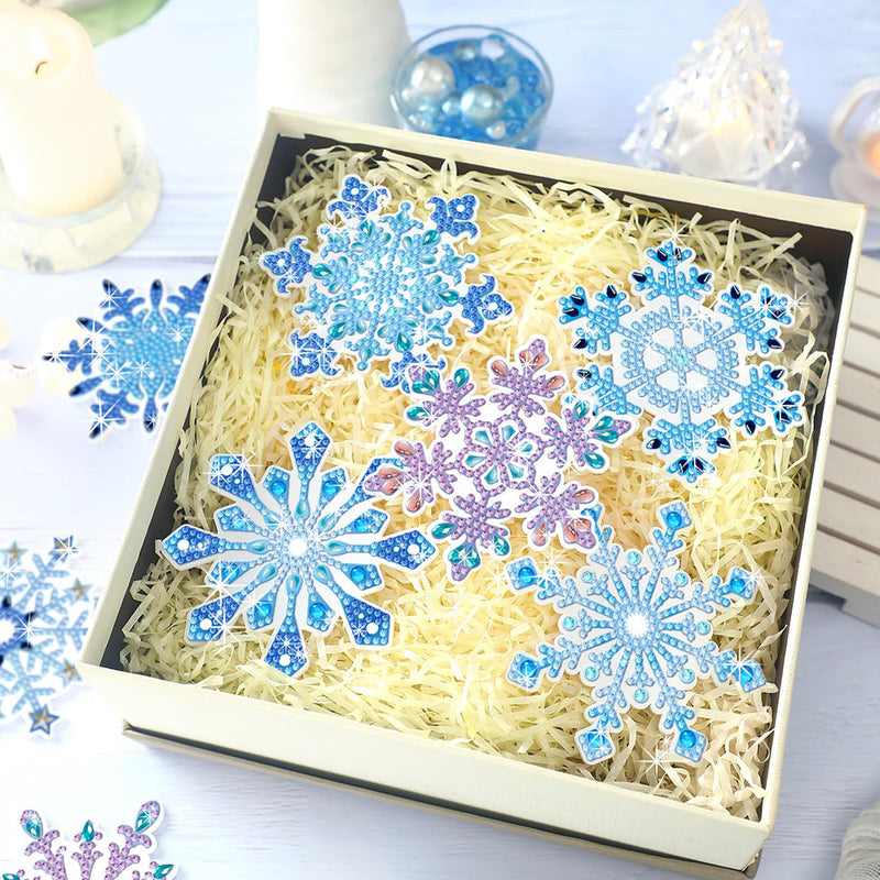 Beautiful Snowflake Diamond Painting Coasters 8Pcs