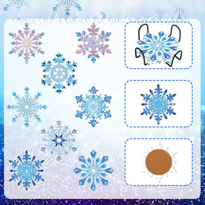 Beautiful Snowflake Diamond Painting Coasters 8Pcs